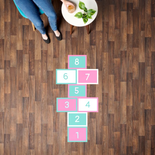 Pink and Teal Hop Scotch Floor Decals (Floor)
