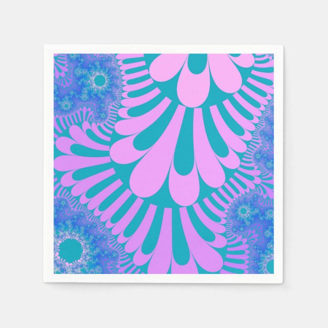 Pink and Teal Loop Paper Napkins (Front)