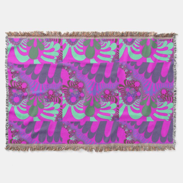 Pink and Teal Mod Throw Blanket (Front)