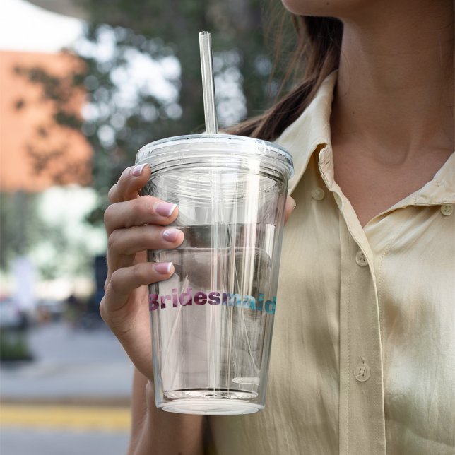 Pink and Teal Monogram Textured Bridesmaid Acrylic Tumbler (Creator Uploaded)