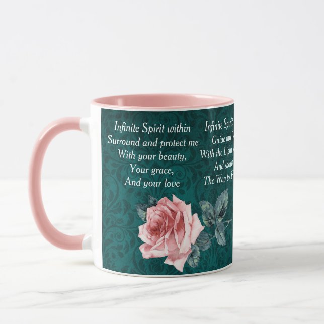 Pink and Teal Morning Prayer Mug (Left)