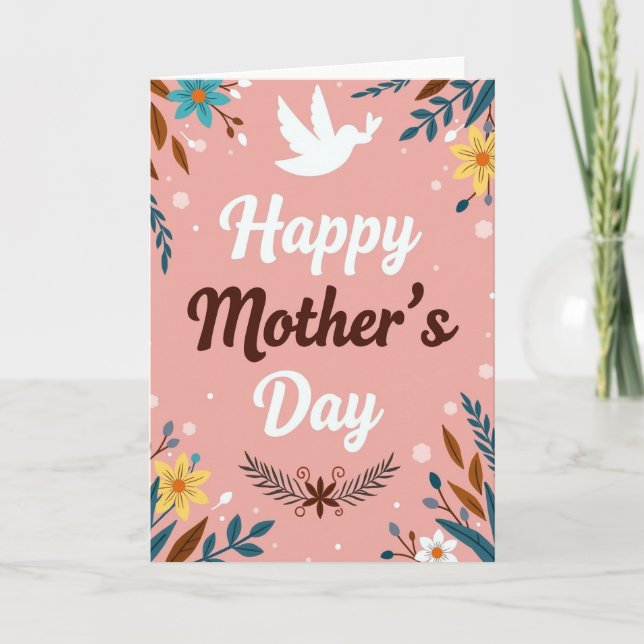 Pink And Teal Mothers Day Card (Front)
