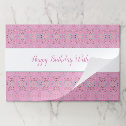 Pink and Teal Patterned 25 Piece Birthday Placemat