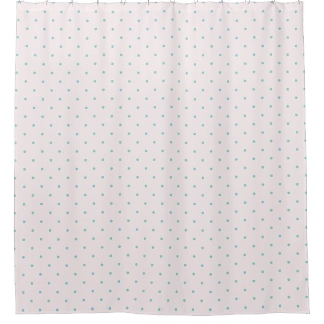 Pink and Teal Polka Dot Shower Curtain (Front)
