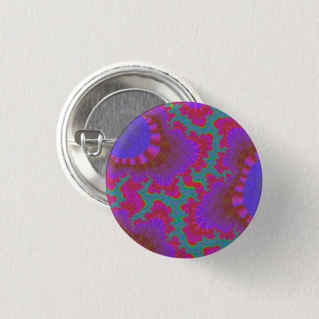 Pink and Teal Rainbow Gear Pinback Button (Front & Back)