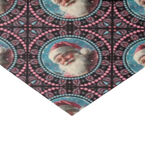 Pink and Teal Retro Santa Mandala Geometric Tile Tissue Paper