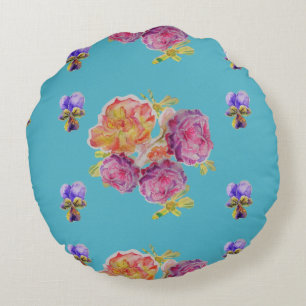 Pink and Teal Roses rose Decor Cushion