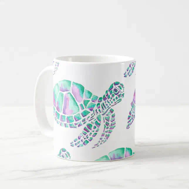 Pink and Teal Sea Turtle Mug | Zazzle