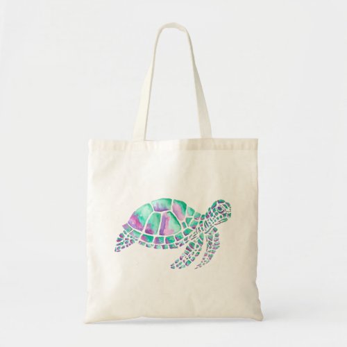Pink and Teal Sea Turtle Tote Bag