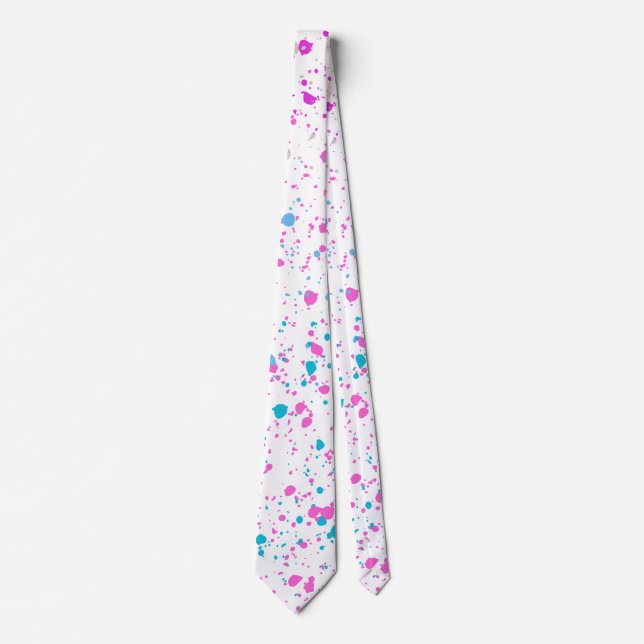 Pink and Teal Splatter Neck Tie (Front)