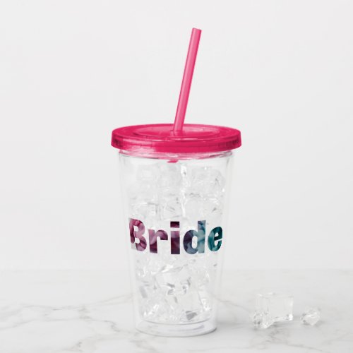 Pink and Teal Textured Bride Acrylic Tumbler