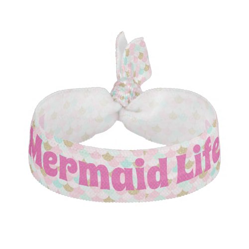 Pink and Teal with Gold Mermaid Life Elastic Hair Tie