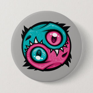 Pink and Teal Yin Yang Dragons Button