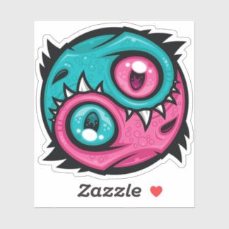 Pink and Teal Yin Yang Dragons Sticker