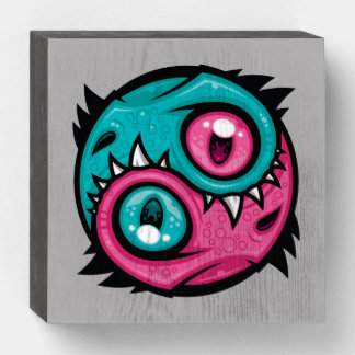 Pink and Teal Yin Yang Dragons Wooden Box Sign