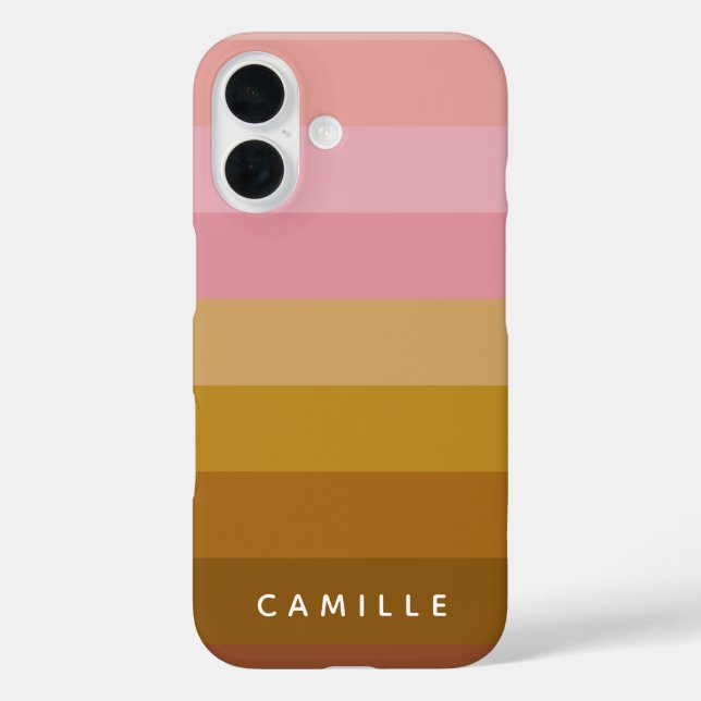 Pink and Terracotta Boho Geometric Stripes Name Case-Mate iPhone Case (Back)