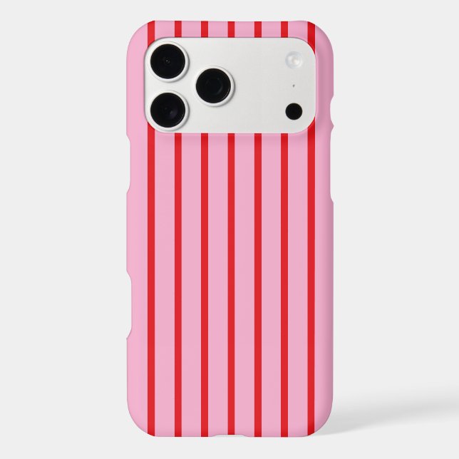 Pink and Thin Red Stripes Case-Mate iPhone Case (Back)