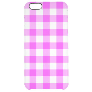 Pink and Transparent Gingham Pattern Clear iPhone 6 Plus Case