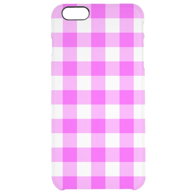 Pink and Transparent Gingham Pattern Uncommon iPhone Case (Back)