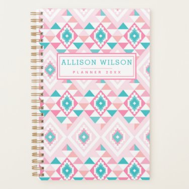 Pink and Turqoise Aztec Pattern