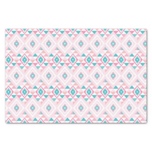 Pink and Turqoise Geometric Aztec Pattern Tissue Paper
