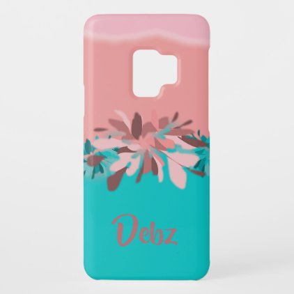 Pink and Turqoise Tropical Flower | Personalized Case-Mate Samsung Galaxy S9 Case