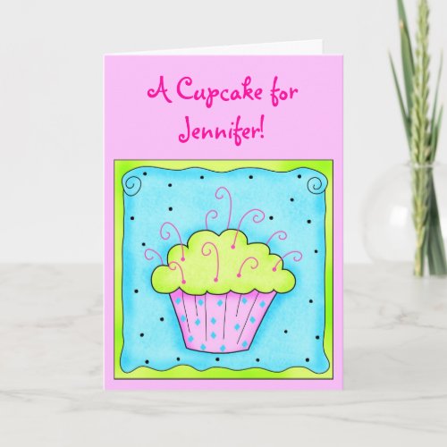 Pink and Turquiose Cupcake Card