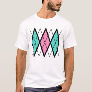 Pink and Turquoise Argyle T Shirt