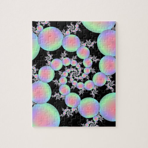 Pink and Turquoise Balloon Spiral Jigsaw Puzzle