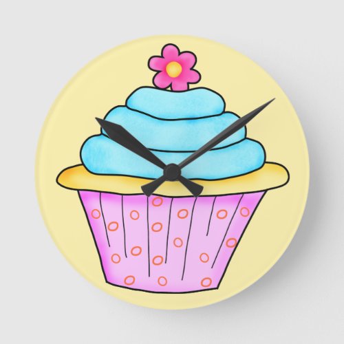 Pink and Turquoise Cupcake Clock