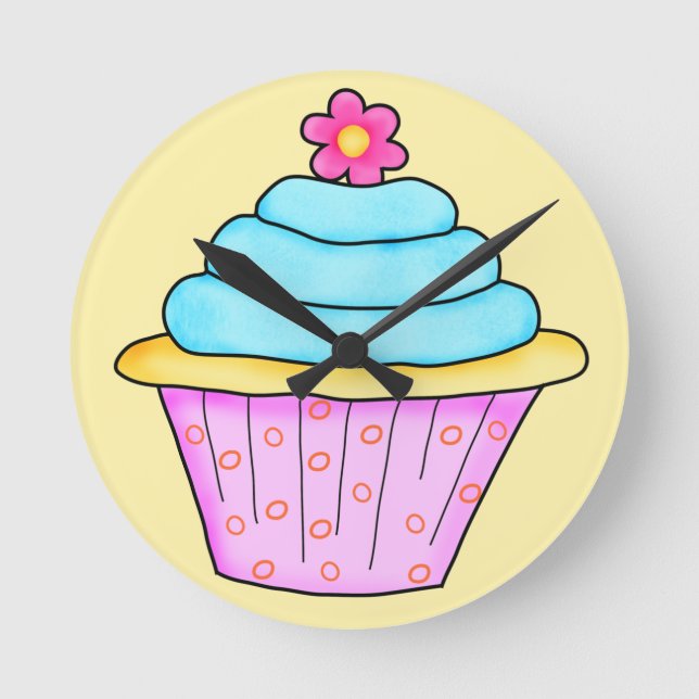 Pink and Turquoise Cupcake Clock (Front)