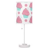 Pink and Turquoise Cupcakes, Cupcake Pattern Table Lamp (Right)