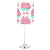 Pink and Turquoise Cupcakes, Cupcake Pattern Table Lamp (Back)