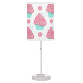 Pink and Turquoise Cupcakes, Cupcake Pattern Table Lamp (Front)