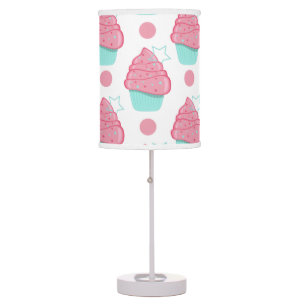 Pink and Turquoise Cupcakes, Cupcake Pattern Table Lamp