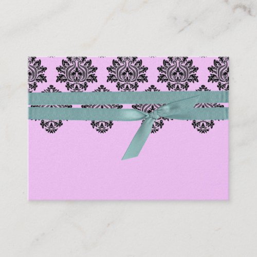 Pink and Turquoise Damask Table card Business Cards