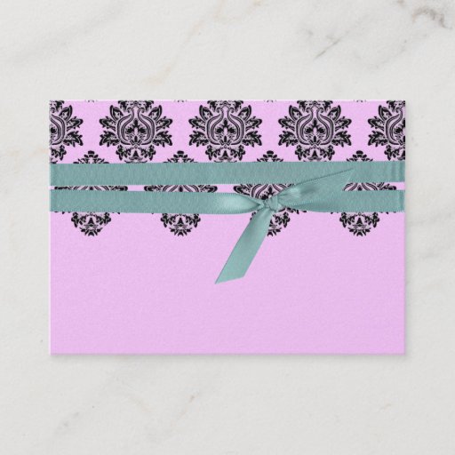 Customizable Pink and Turquoise Damask Table card Business Cards