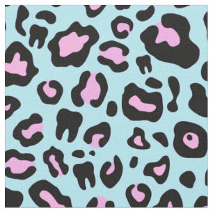 Pink and turquoise Dental leopard print Fabric