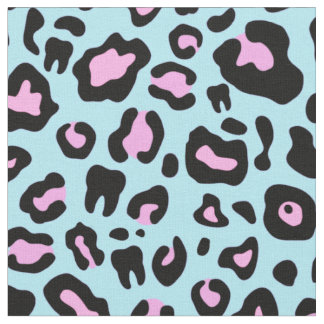 Pink and turquoise Dental leopard print Fabric