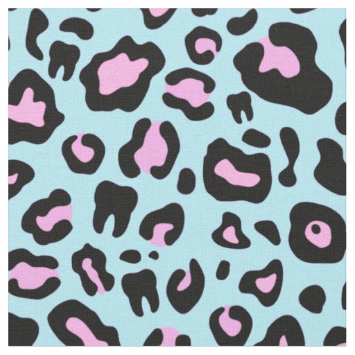 Pink and turquoise Dental leopard print Fabric