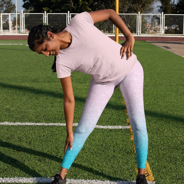 Pink and Turquoise Faux Glitter Ombre Leggings (Creator Uploaded)