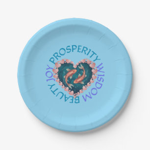 Pink and Turquoise Koi Paper Plates