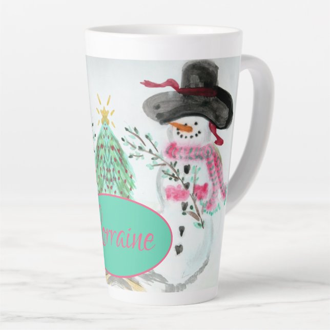 Pink And Turquoise Latte Mug (Right Angle)