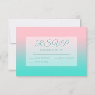 Pink and Turquoise Ombre Calligraphy RSVP