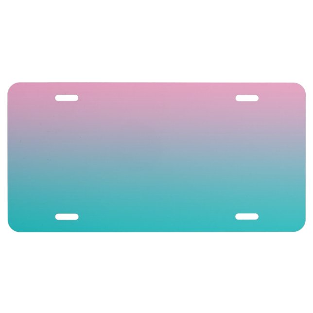 “Pink And Turquoise Ombre” License Plate (Front)