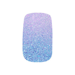 Pink and Turquoise Ombre Shimmer Minx Nail Art