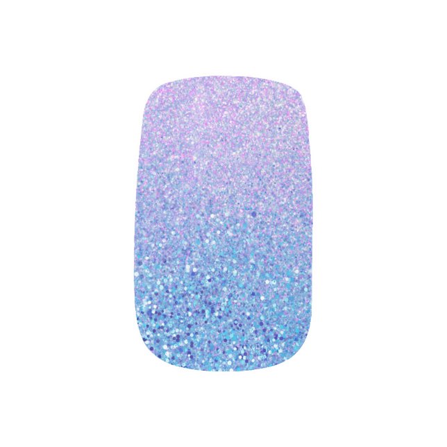Pink and Turquoise Ombre Shimmer Minx Nail Art (Left Thumb)