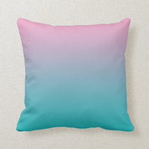 “Pink And Turquoise Ombre” Throw Pillow