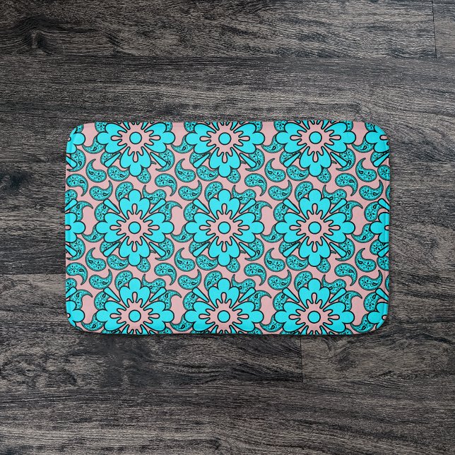Pink And Turquoise Paisley Pattern Bath Mat (Creator Uploaded)