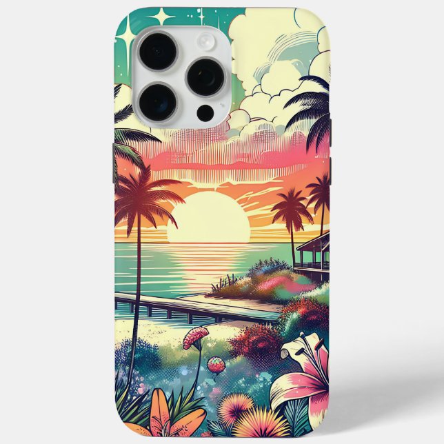 Pink and Turquoise Paradise | Beach Art Case-Mate iPhone Case (Back)